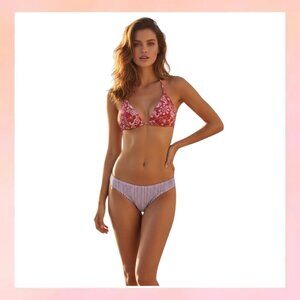 Red Bandana Bikini Top (M) & Striped Bottoms (XS) – Mix & Match Set